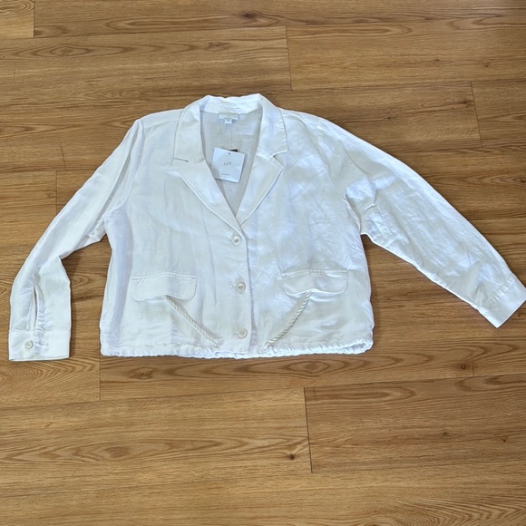 J. Jill Jackets & Blazers - J. Jill Women's White Linen Blazer Medium Petite New Cinch Waist Lightweight